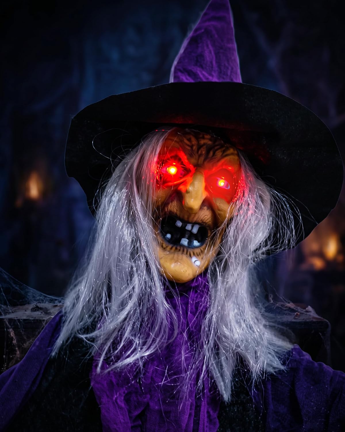 Outdoor Halloween Decorations Animatronics Witch with Witches Cauldron, Outdo...