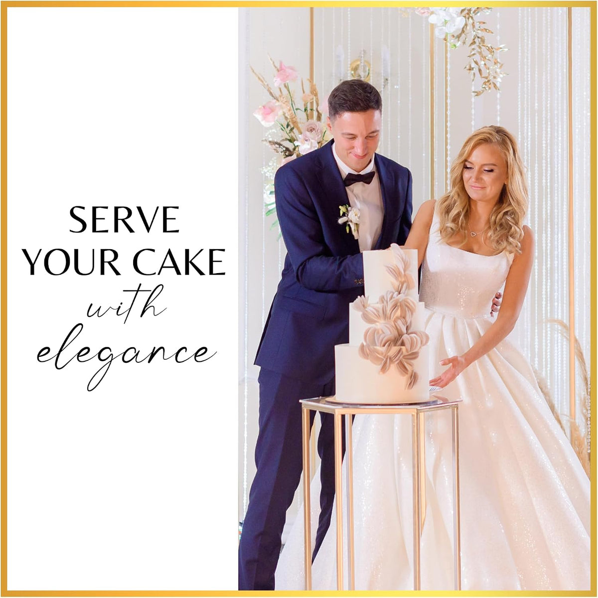 Orblue Wedding Cake Knife and Server Set - Premium, Beautifully Engraved Cutt...