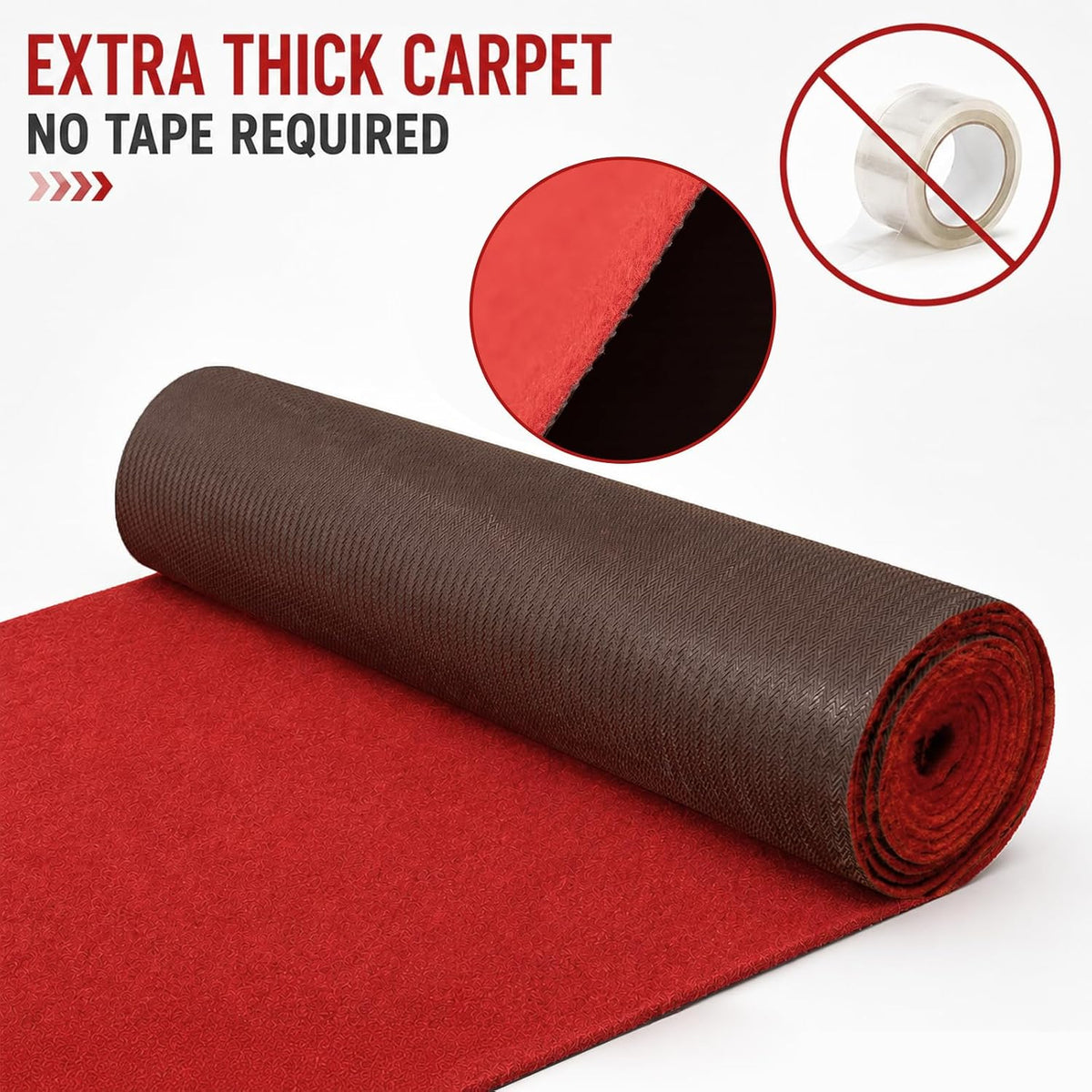 3 x 10 Ft Red Carpet Runner for Events, Non-Slip Aisle Runner with Rubber Bac...
