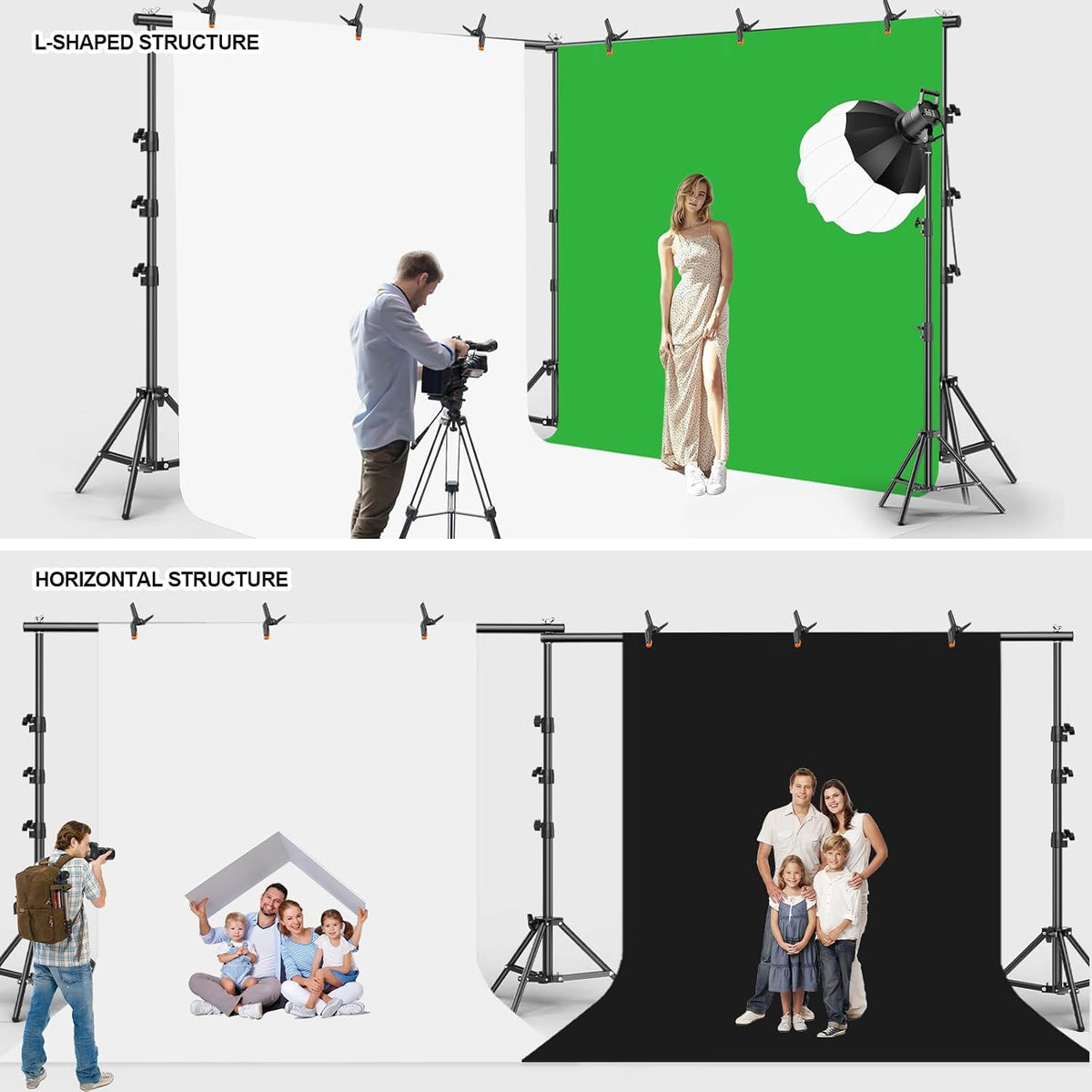 10x20FT Backdrop Support Stand for Photography,Adjustable Width & Length ...