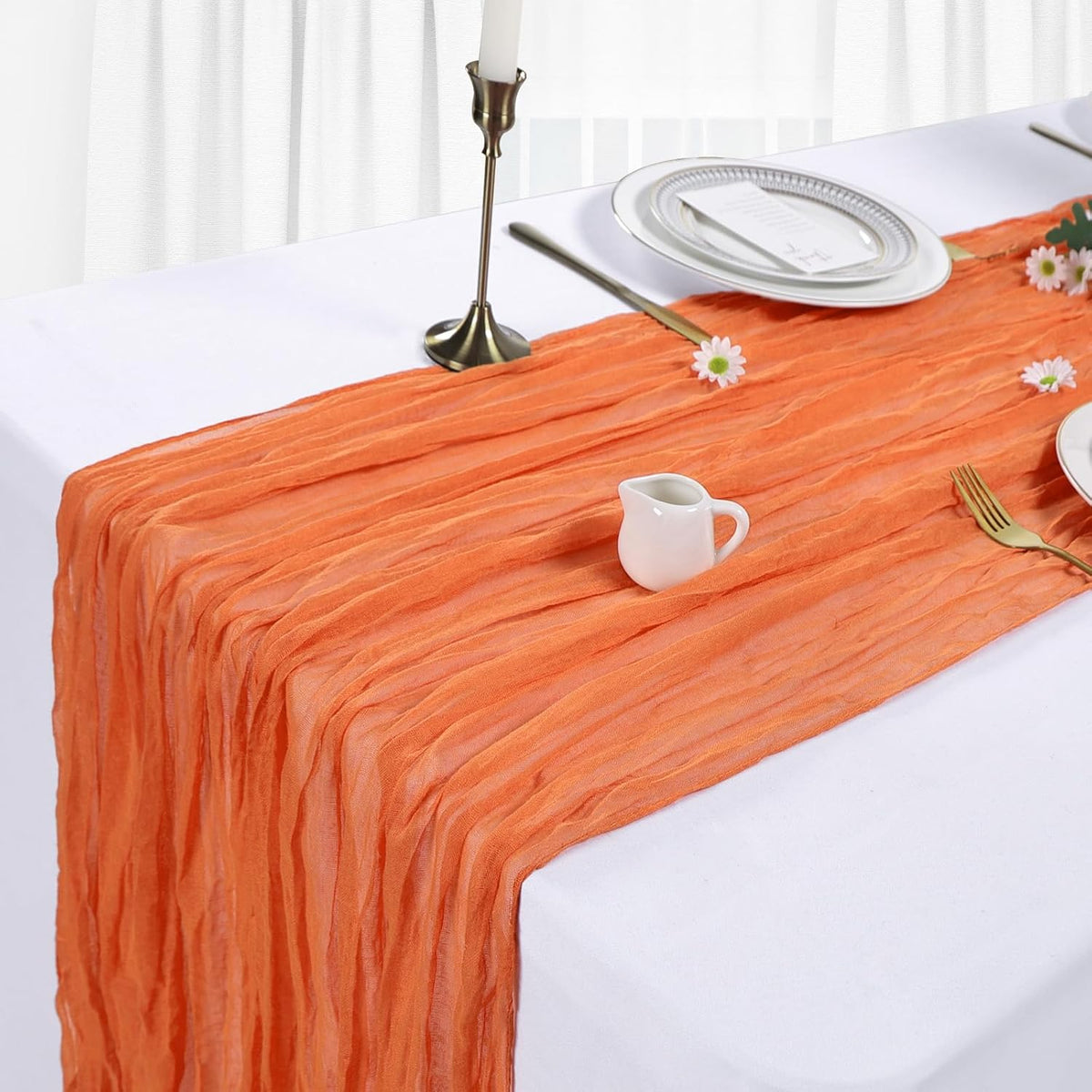 12 Pack 35 x 120 Inch Orange Table Runner Cheesecloth 10Ft