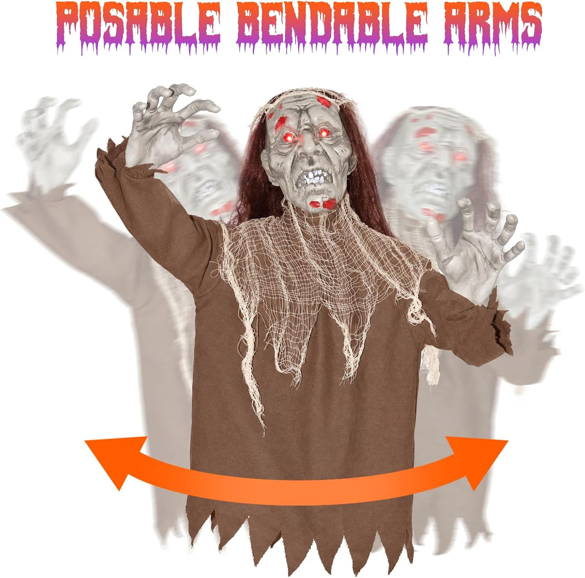 Halloween Creepy Animatronic Zombie Groundbreaker Outdoor Decor with Light up...