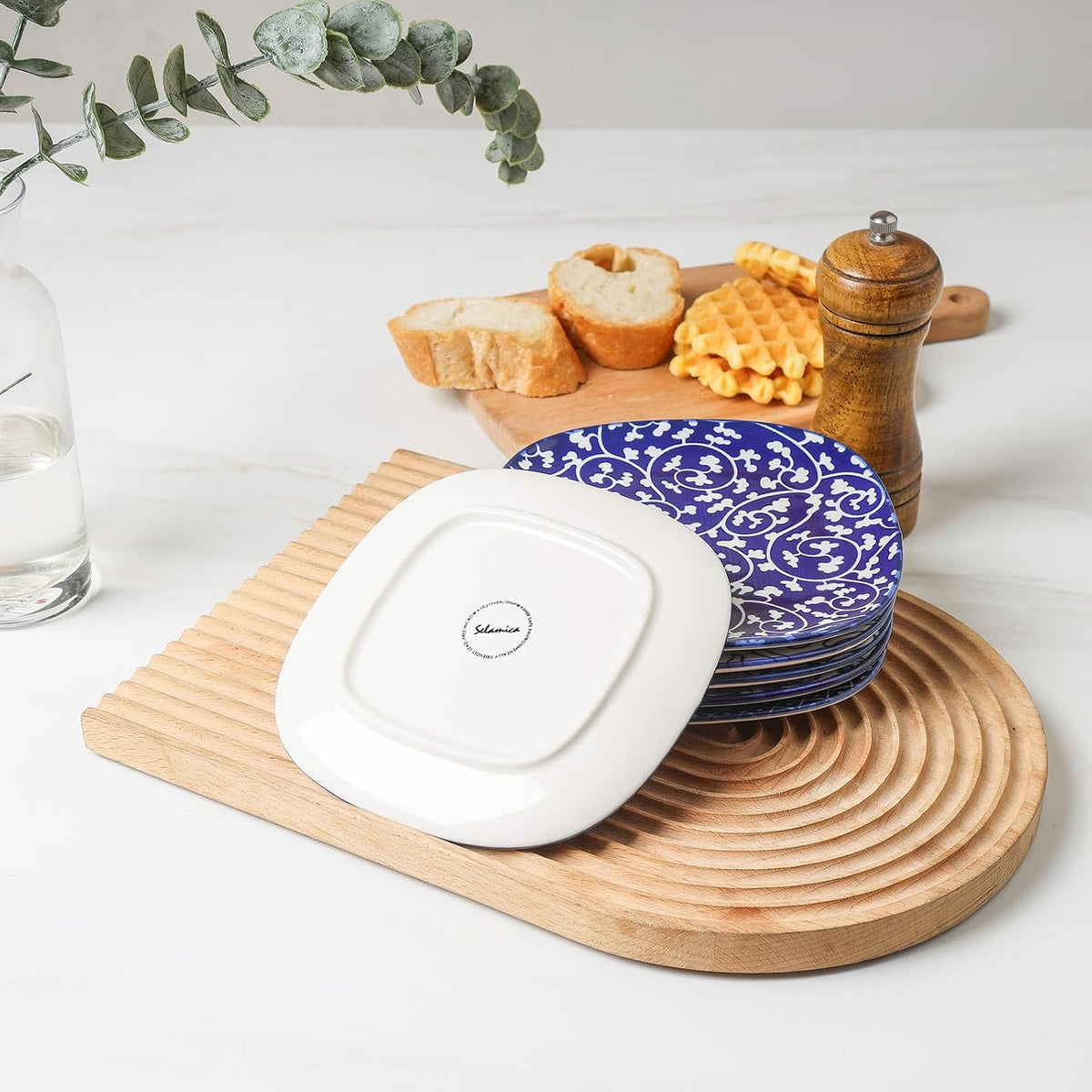 Selamica Porcelain Small Plates - 6 inch Dessert & Appetizer Plates, Micr...
