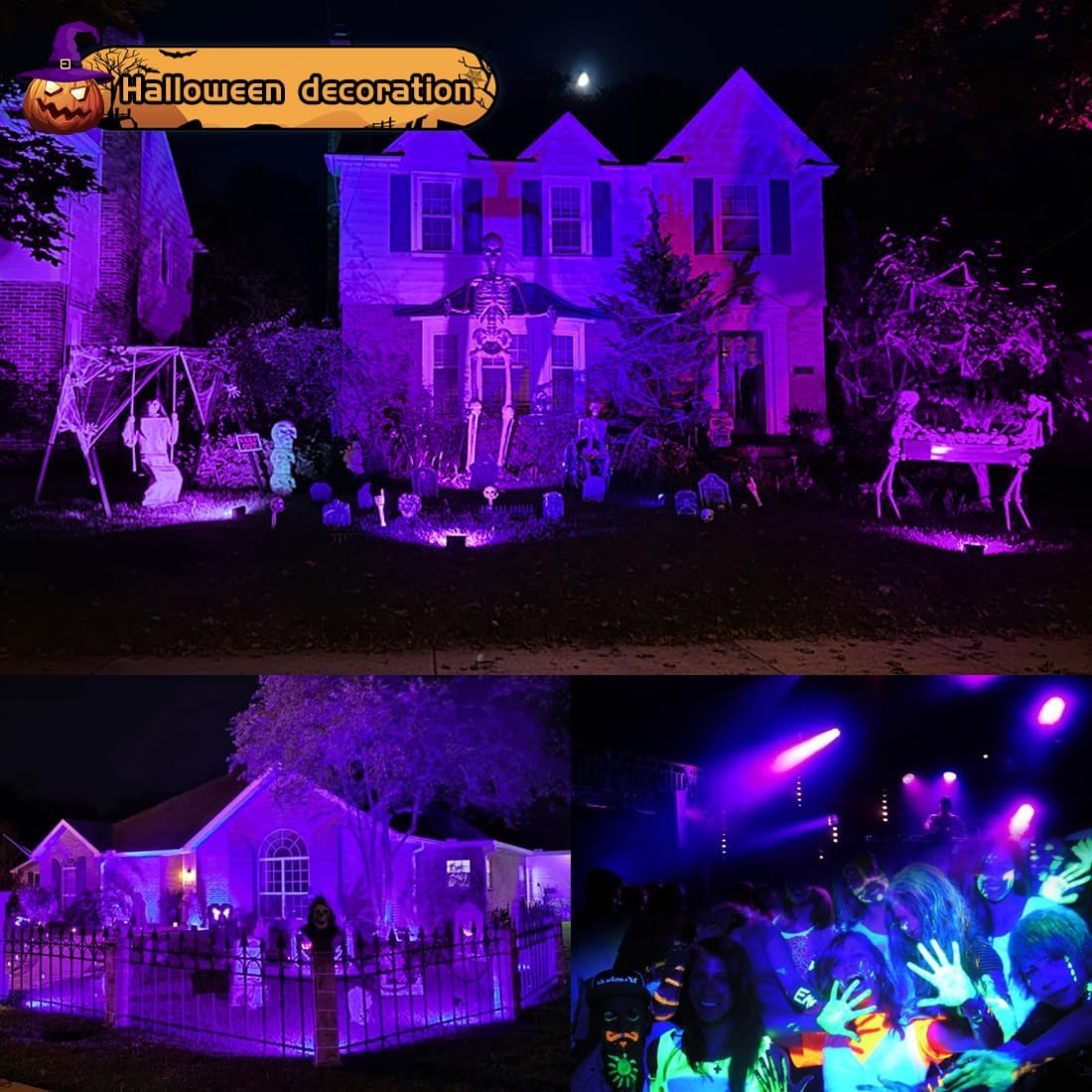 MELPO Black Light 80W Blacklight Flood Light Outdoor for Glow Party
