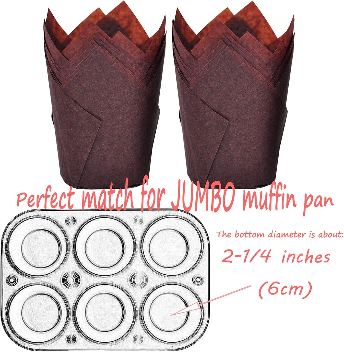 500 pcs Large size Brown Tulip Baking Cups 2-1/4"(Base diameter) x 4&quo...