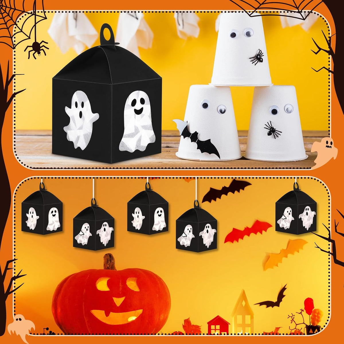 VIHOSE 16 Sets Halloween Ghost Tissue Paper Lanterns Craft Kits