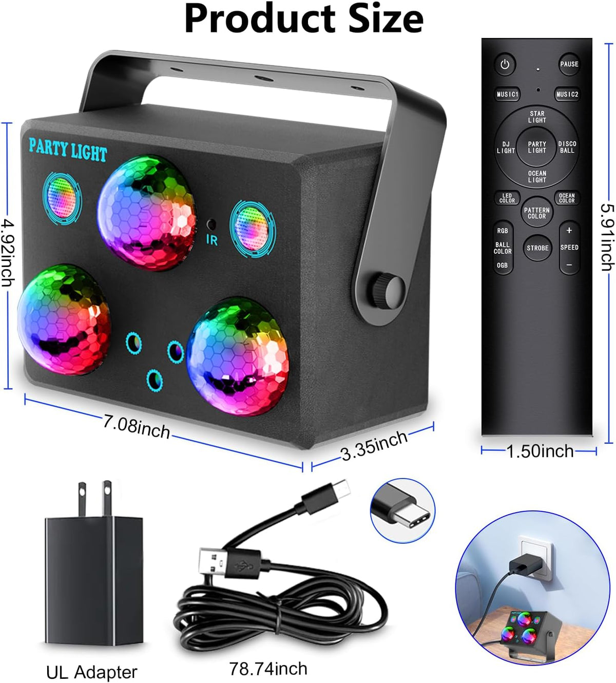 Disco Ball,Party DJ Disco Light Strobe Stage Dance Light Glow Party Sound Act...