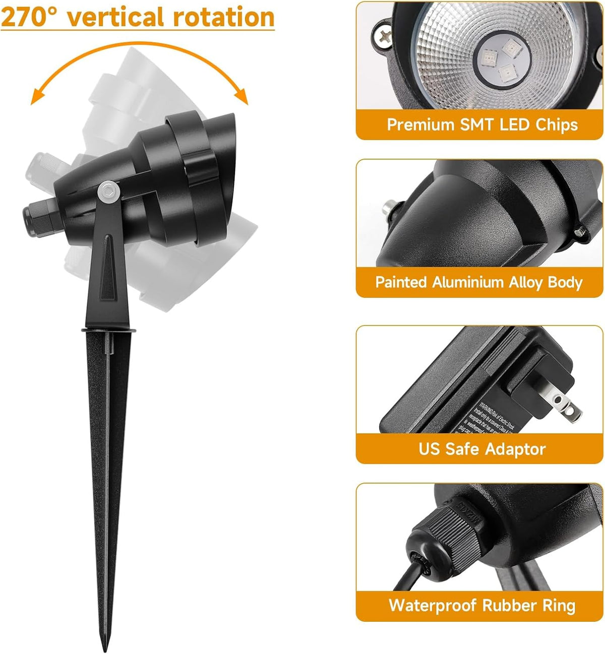 Halloween Spotlights Outdoor with Timer, Colored Warm White 15W Individual Co...