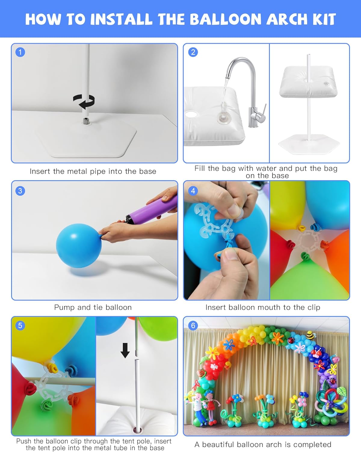 TekXYZ Balloon Arch Stand Kit, 10 x 7.5FT Adjustable Arch Frame for Party (Pa...