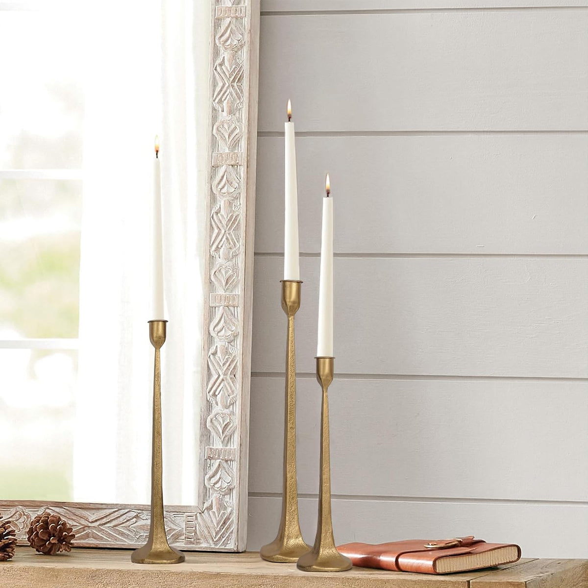 Iron Taper Candle Holder Set of 3 - Decorative Tall Candle Stand