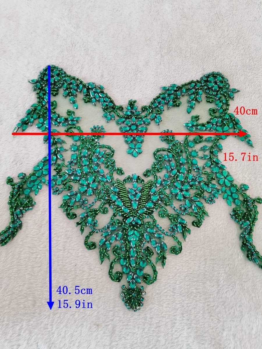 Handmade Rhinestones Beads Applique sew on Crystal Sequins lace Trim Patches ...