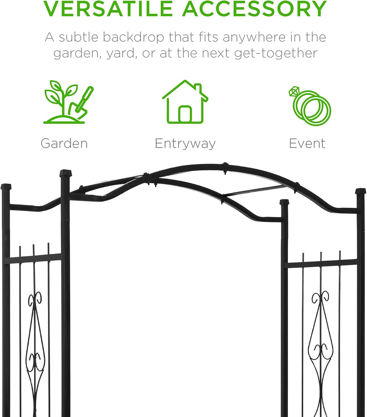 Best Choice Products 92in Steel Garden Arch Arbor Trellis for Outdoor, Yard, ...