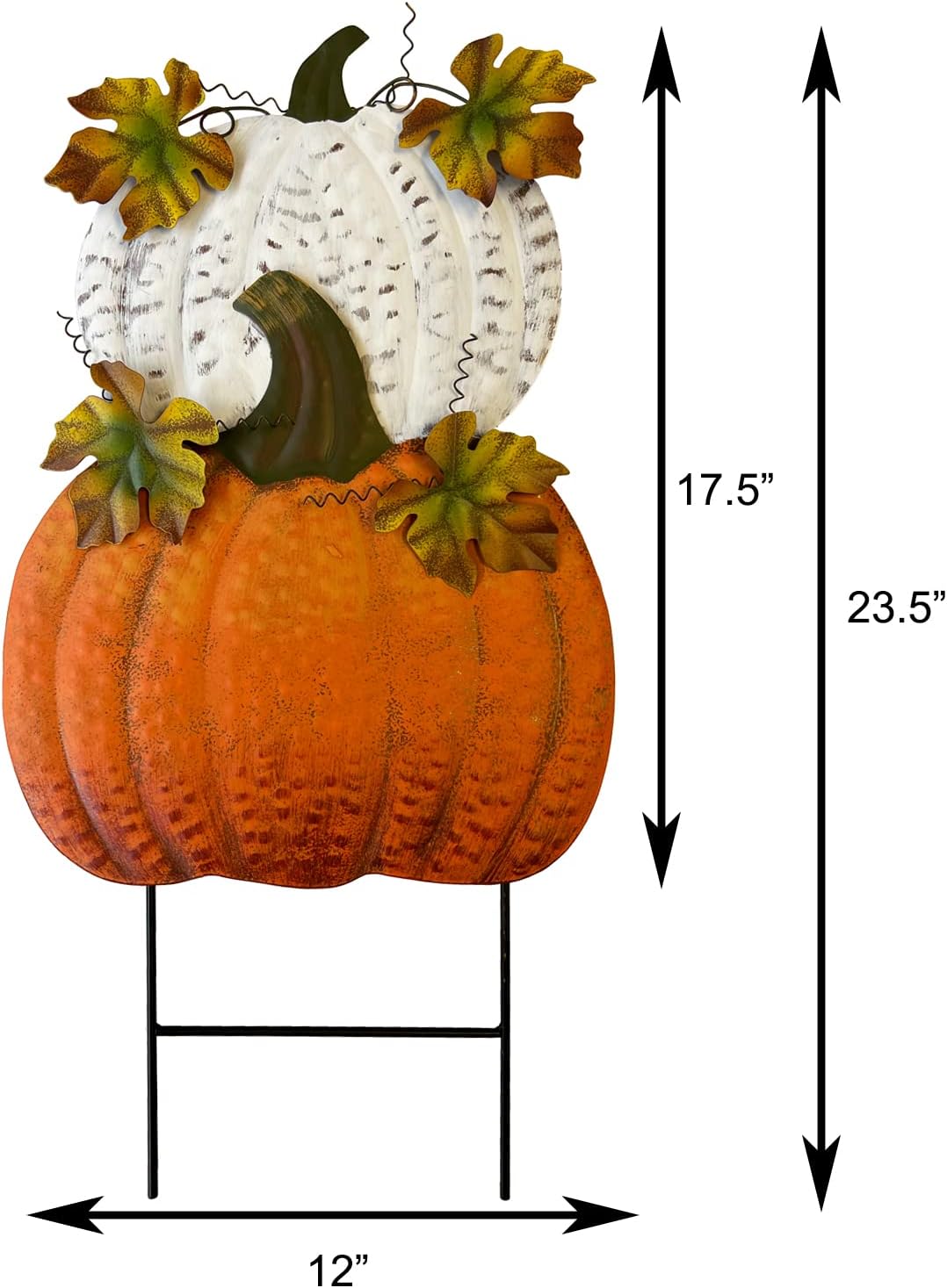 SAGUZOU Metal Stacked Pumpkin Garden Stake, Outdoor Fall Yard Decor with Doub...