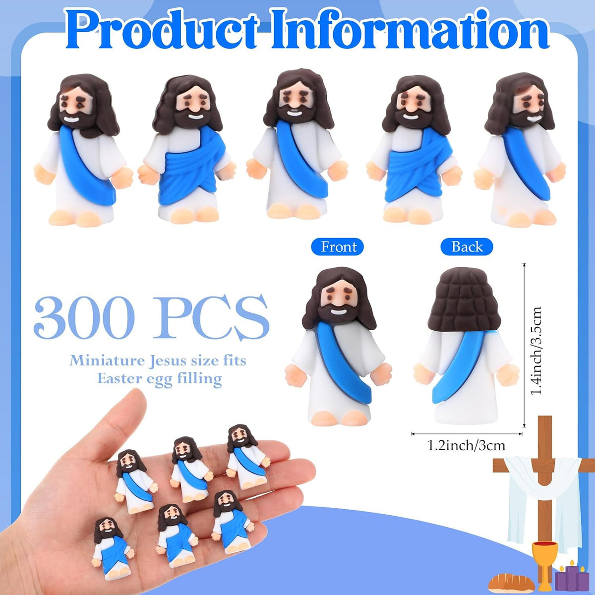 Bememo 300 Pcs Little Jesus Figures Bulk Original Design Mini Pocket Jesus Ru...
