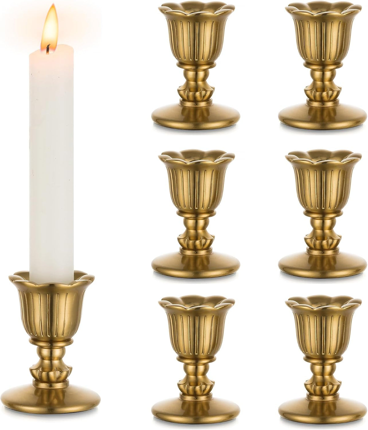 Vintage Candlestick Candle Holders Brass - Romadedi Taper Gold Candle Stick V...