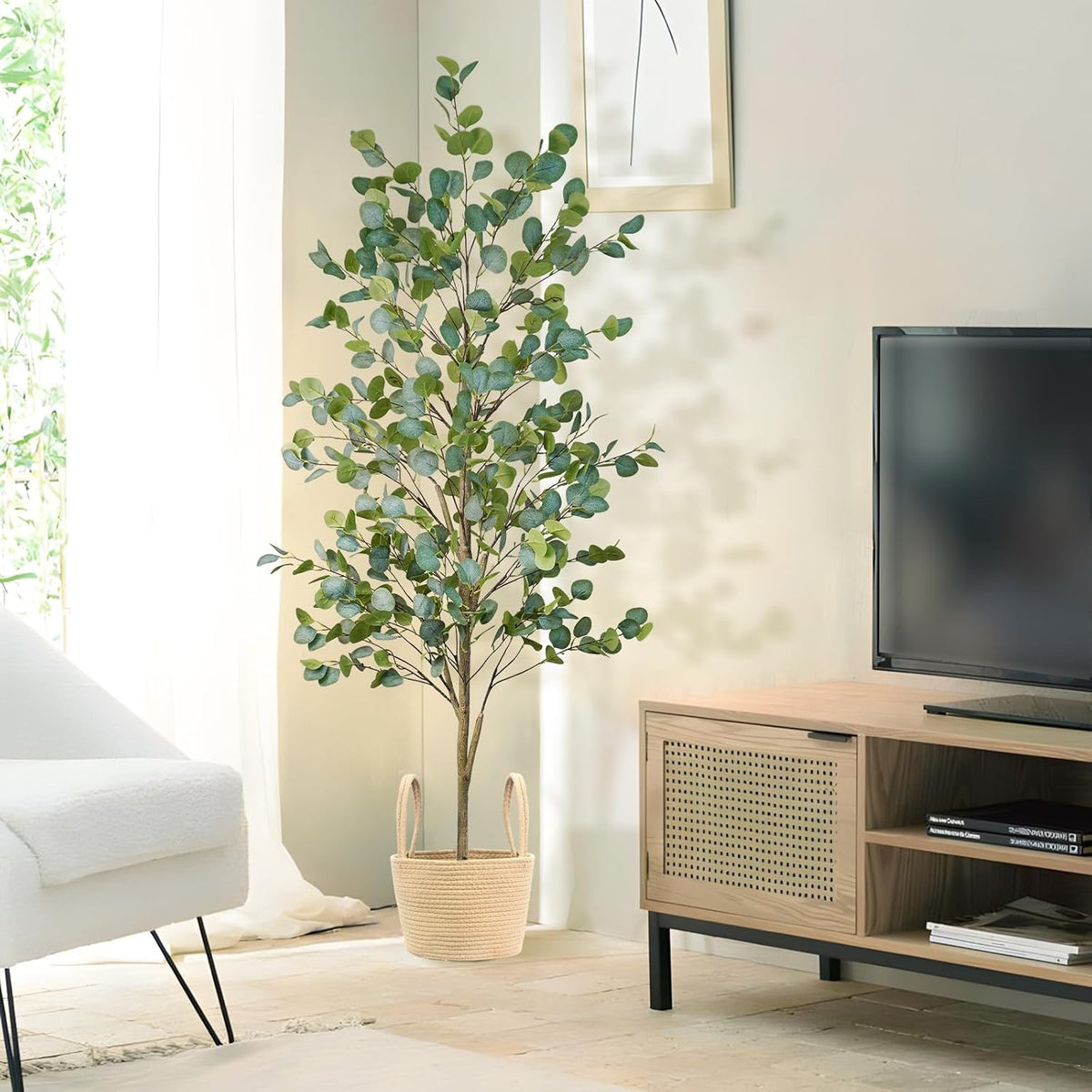 Caxchiling Artificial Eucalyptus Tree 6FT, Faux Floor Tree Indoor Outdoor