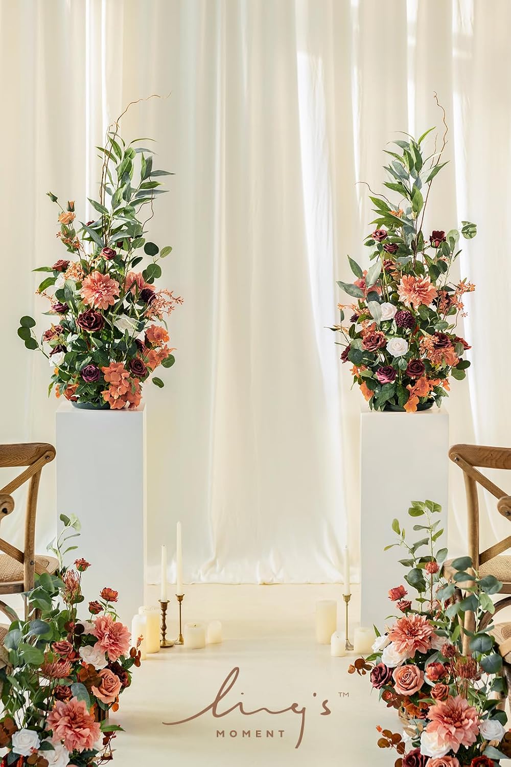 Ling's moment 36" Freestanding Flowers, Fall Wedding Decor, Terracot...
