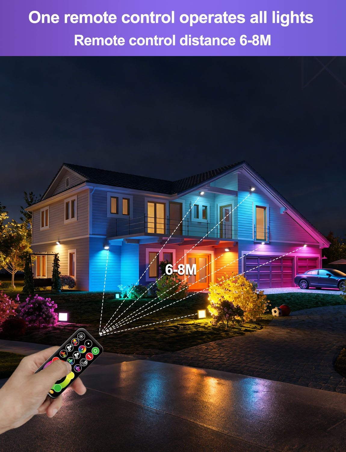 HEKEE RGB Led Flood Light 50W, Outdoor Color Changing DIY Customized Strobe M...