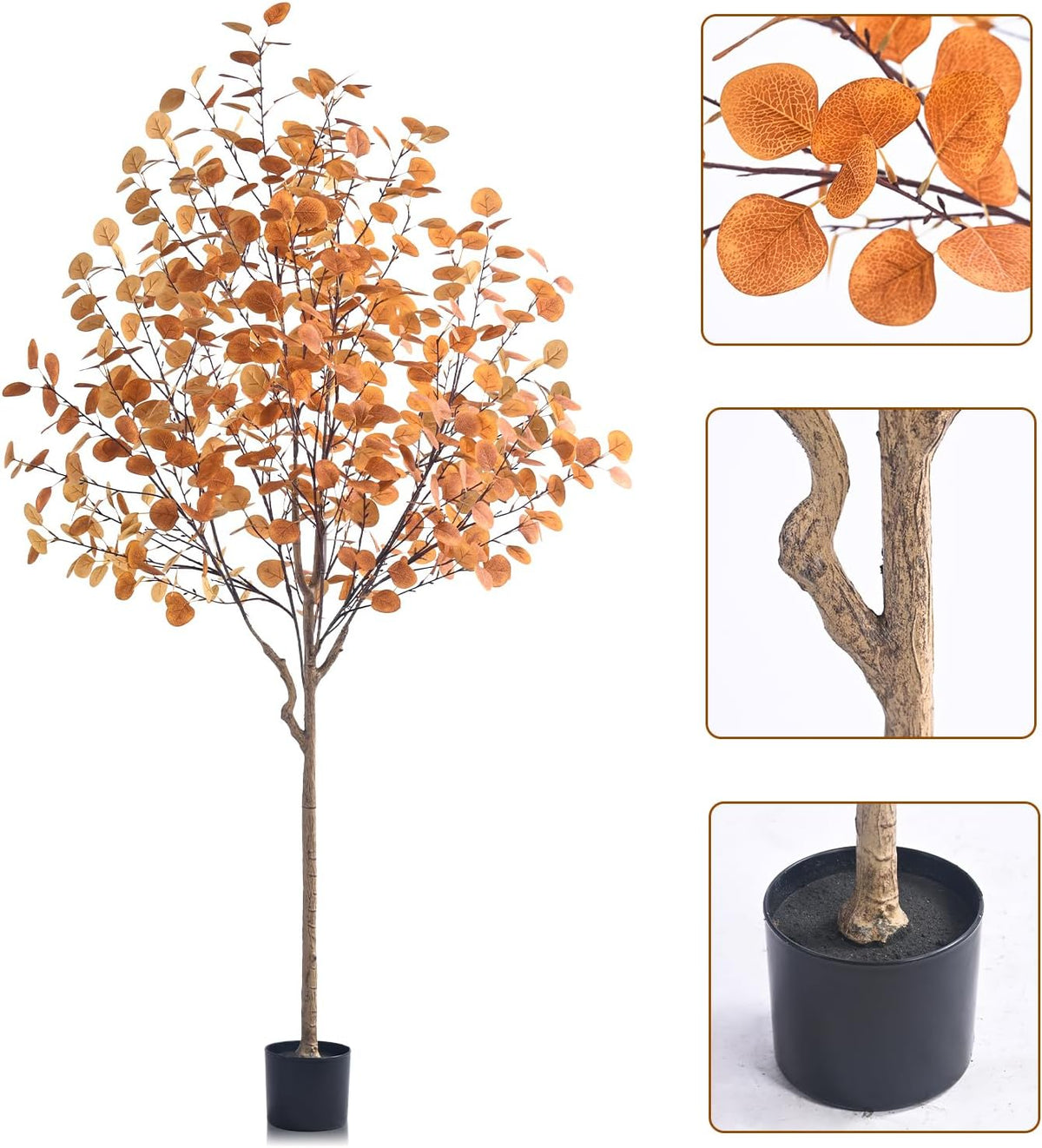 Artificial Eucalyptus Tree for Fall Decor, 6 FT Fall Tree with Realistic Euca...