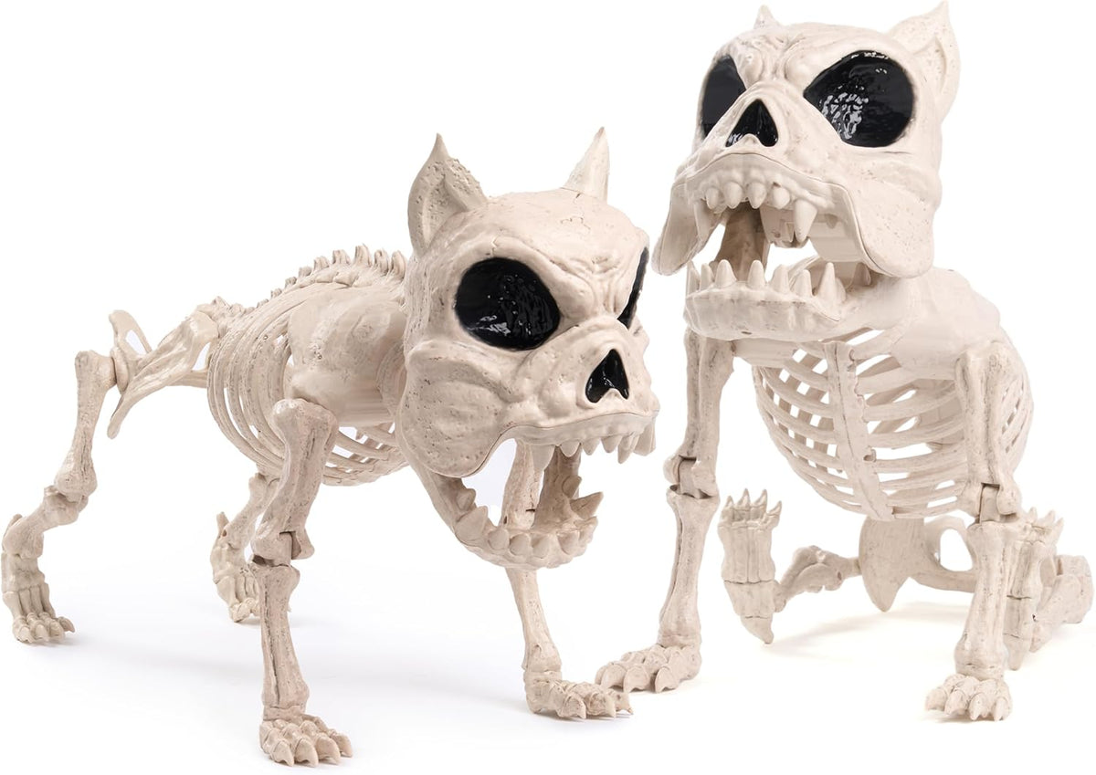 JOYIN 2 PCS 16" Poseable Dog Skeleton Halloween Decoration Animal Puppy ...