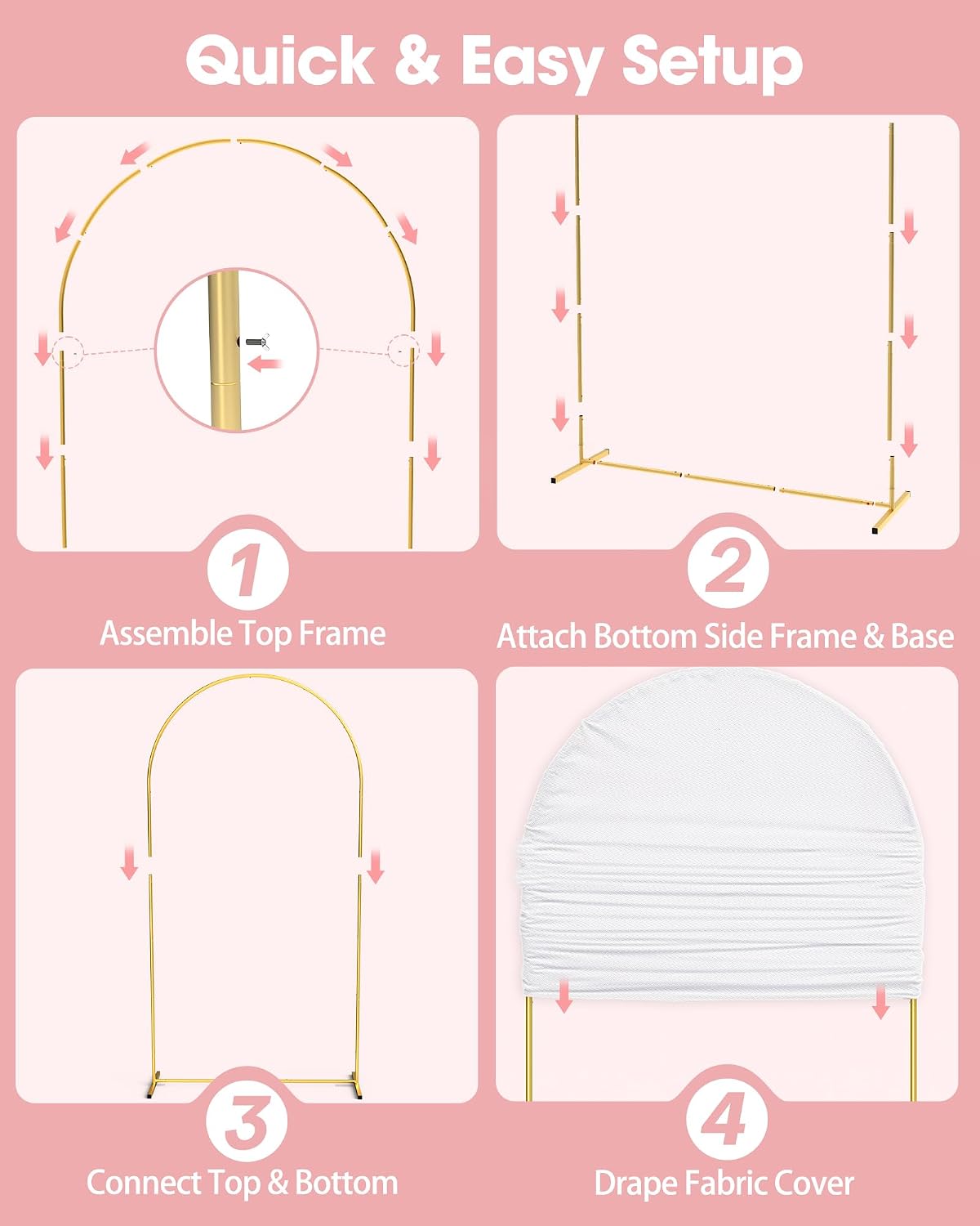 Pureegg Arch Backdrop Stand and Cover Set, Metal, 7.2 ft, White