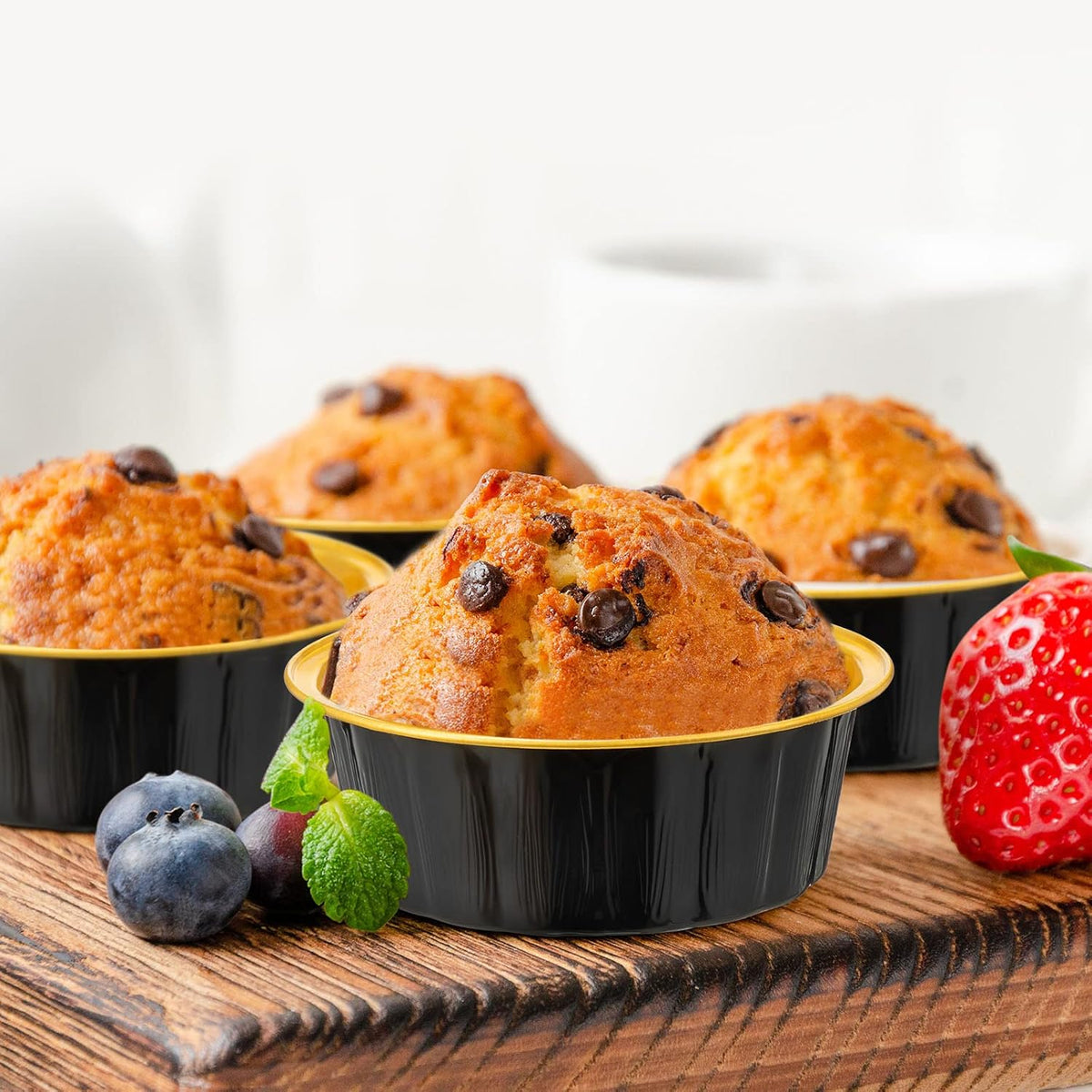 Tessco for You 100 Pcs Disposable Creme Brulee Ramekin, Black, Gold