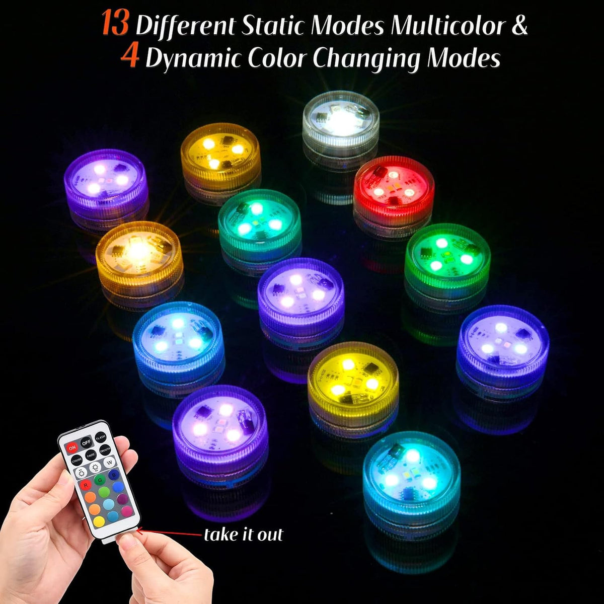 Mini Submersible LED Tea Lights - Waterproof Flameless Led Lights Battery Pow...