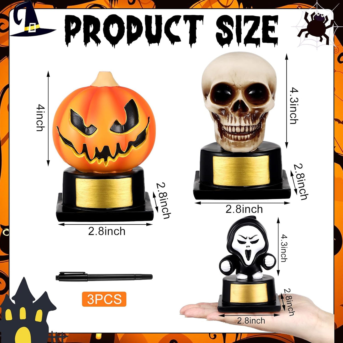 AceOrbit 3 Pack Halloween Trophy Awards 4.3'' Best Costume Contest Tr...