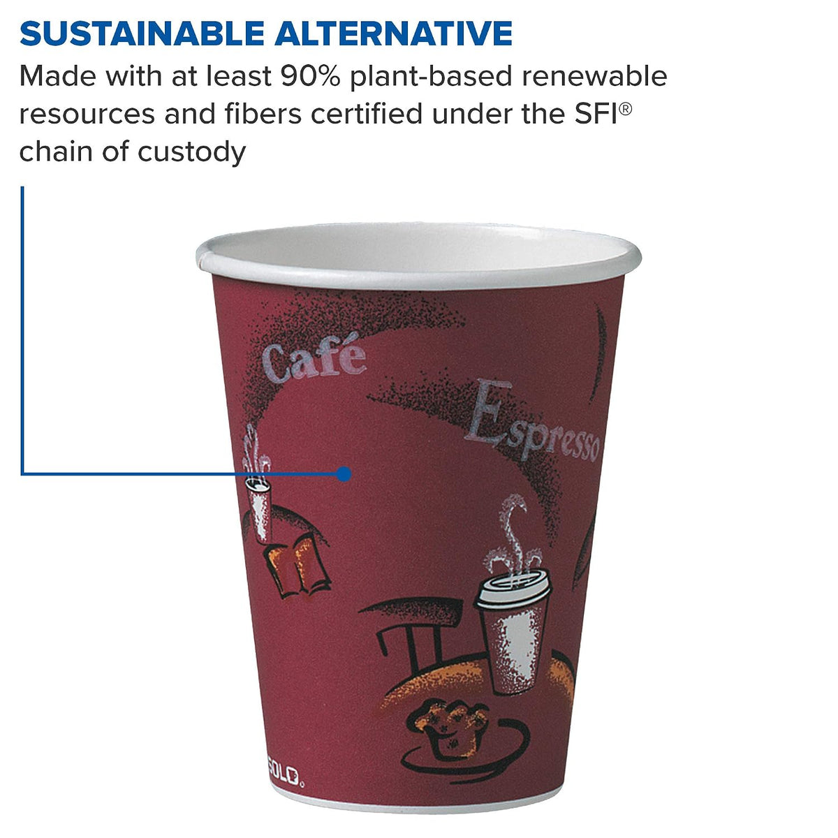Solo 412SIN-0041 12 oz Bistro SSP Paper Hot Cup (Case of 1000)