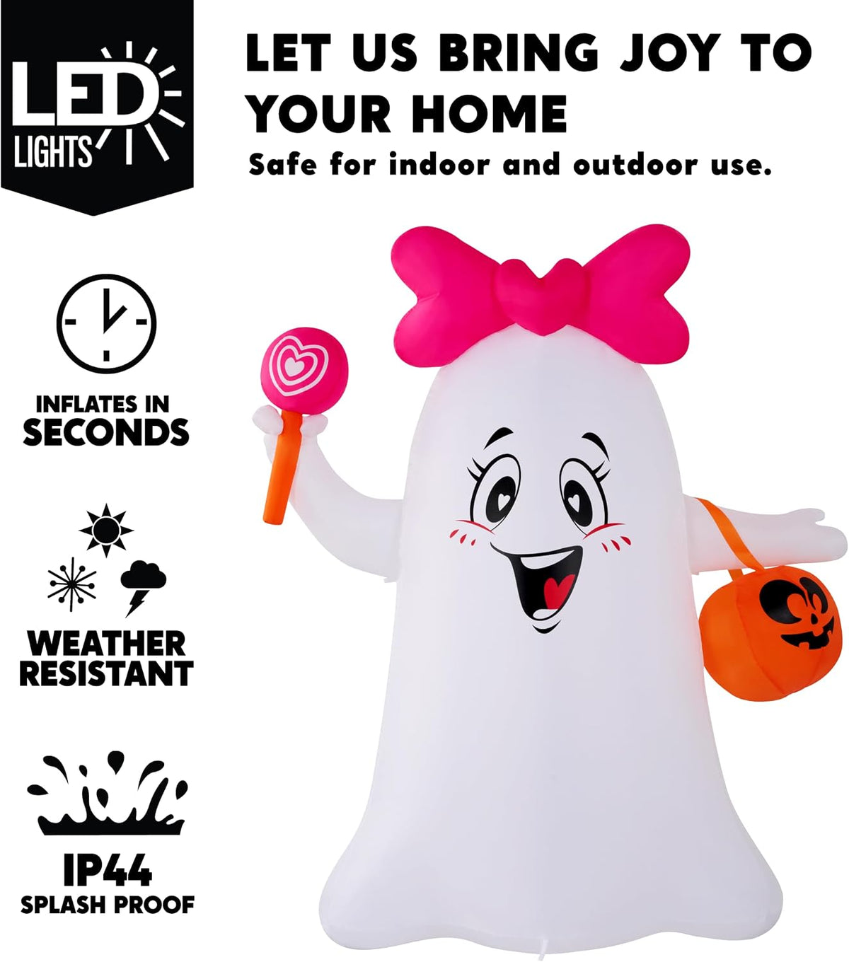 Joiedomi 5FT Halloween Inflatables Ghost Decoration, Cute Halloween Decoratio...