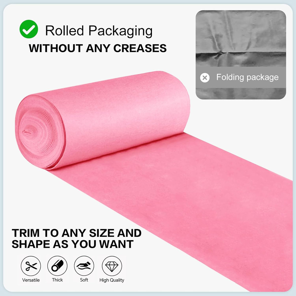 VOK Pink Aisle Runner Carpet Rugs for Wedding Accessories, Premium 160 GSM Fe...