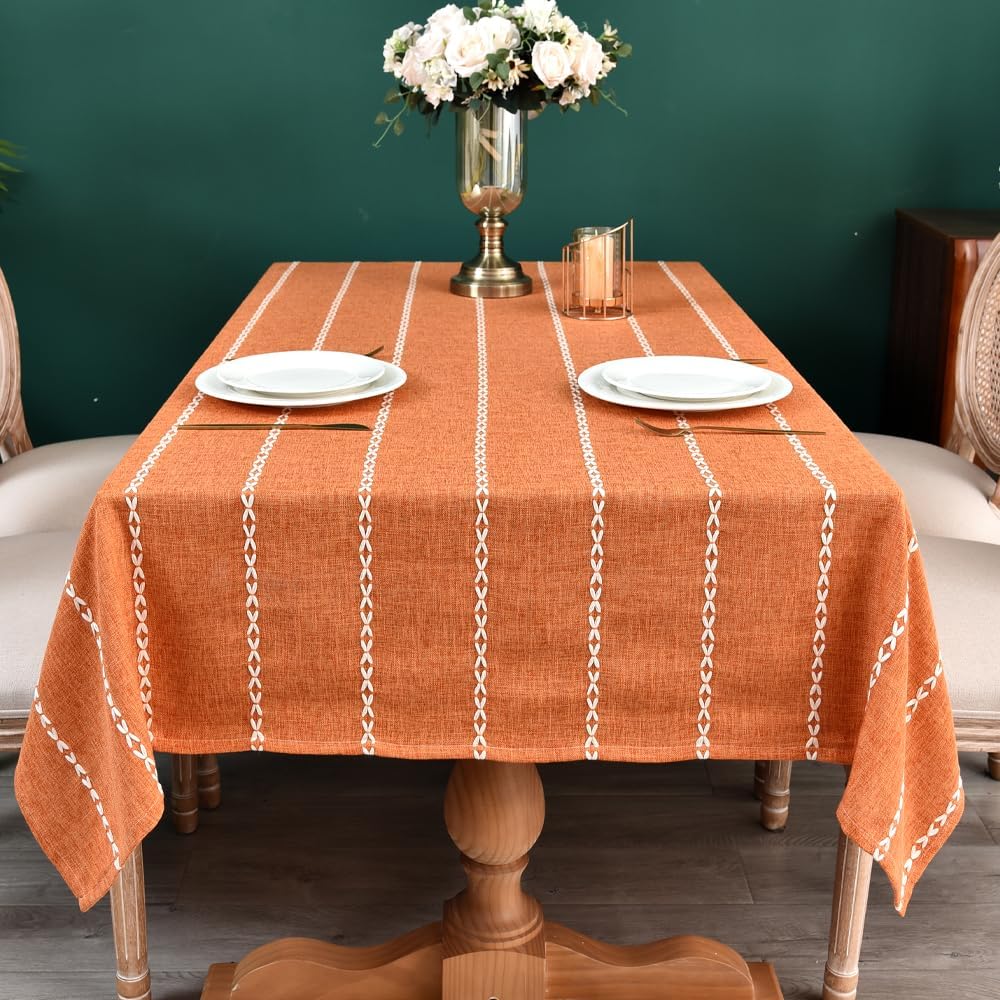 Zobesta Orange Tablecloths Rectangular 98x53 Inch Fall Table Cloth Linen