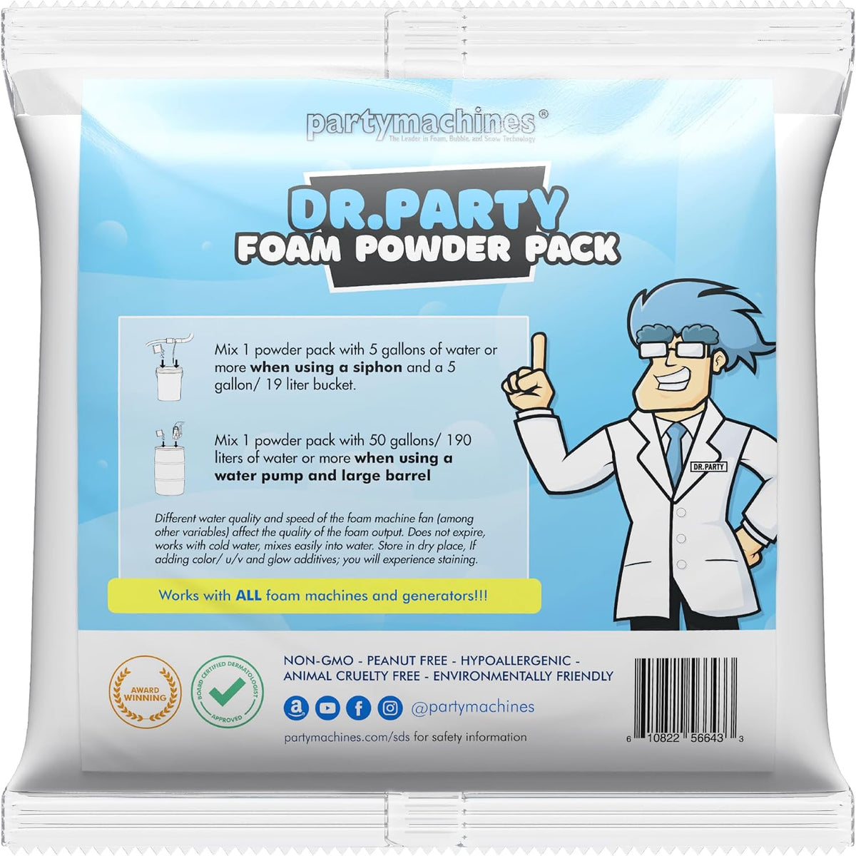 Foam Powder Pack; Up to 110 Gallons; Works Well in All Foam Party Machines