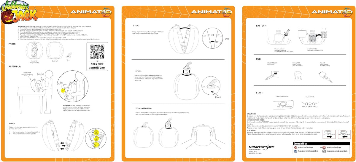Jabberin' Jack Motion Sensor 12 Inch XL Talking Animated Orange Pumpkin w...