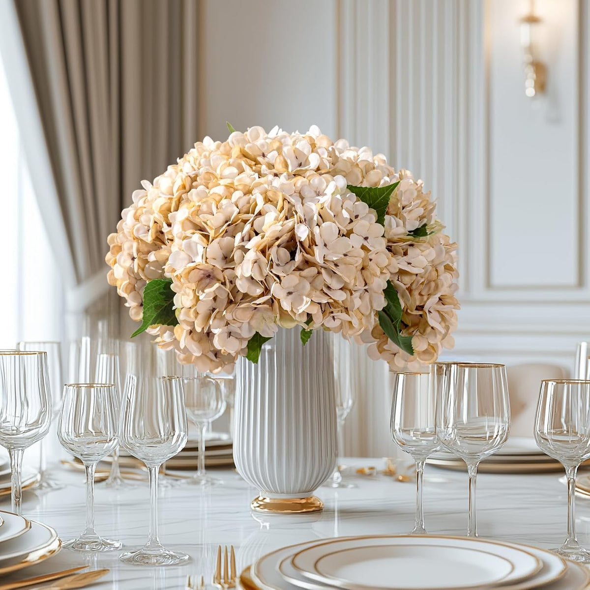 Bailikang 10 Pcs Faux Silk Hydrangea with Stems - Fall Hydrangeas Artificial ...