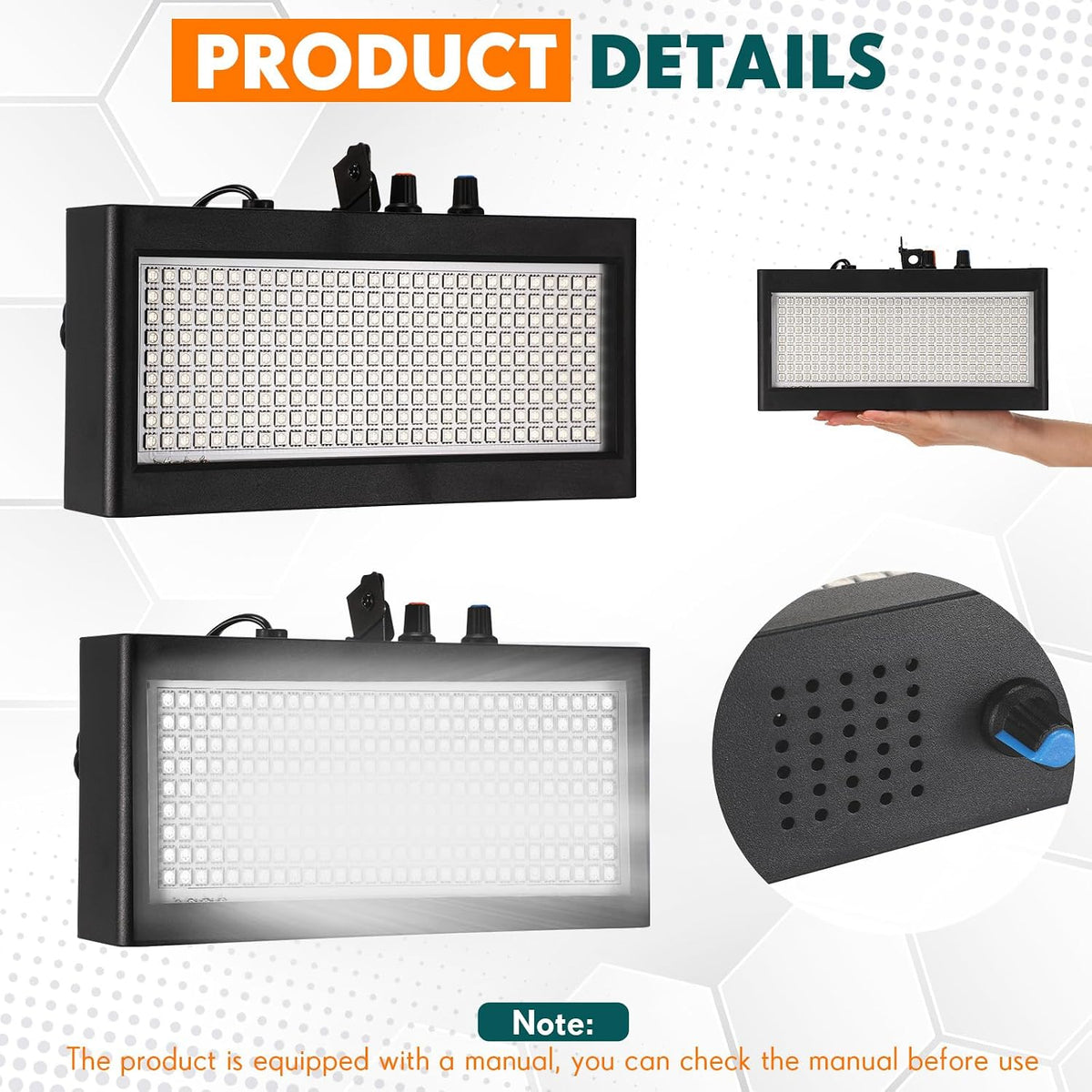 Retisee 2 Pcs 270 LED Strobe Lights Sound Activated Party, White Light