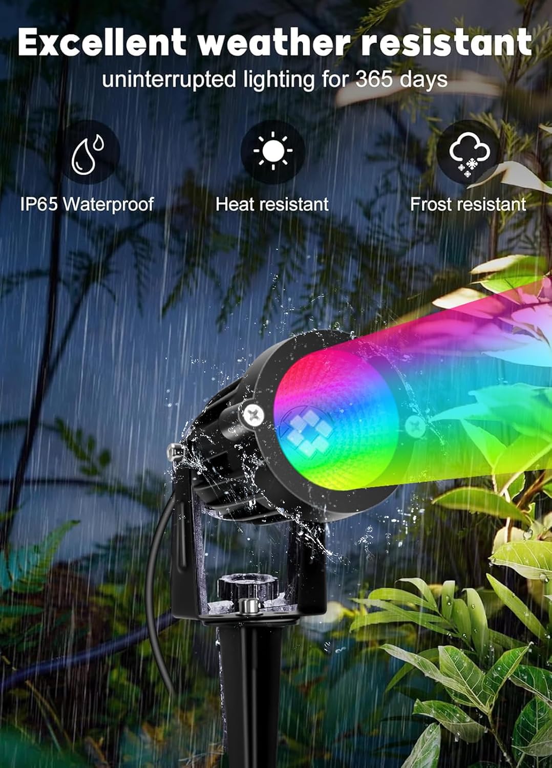 PYDS Halloween Spotlights Outdoor, 12W Super Bright RGBW Christmas Spot Light...