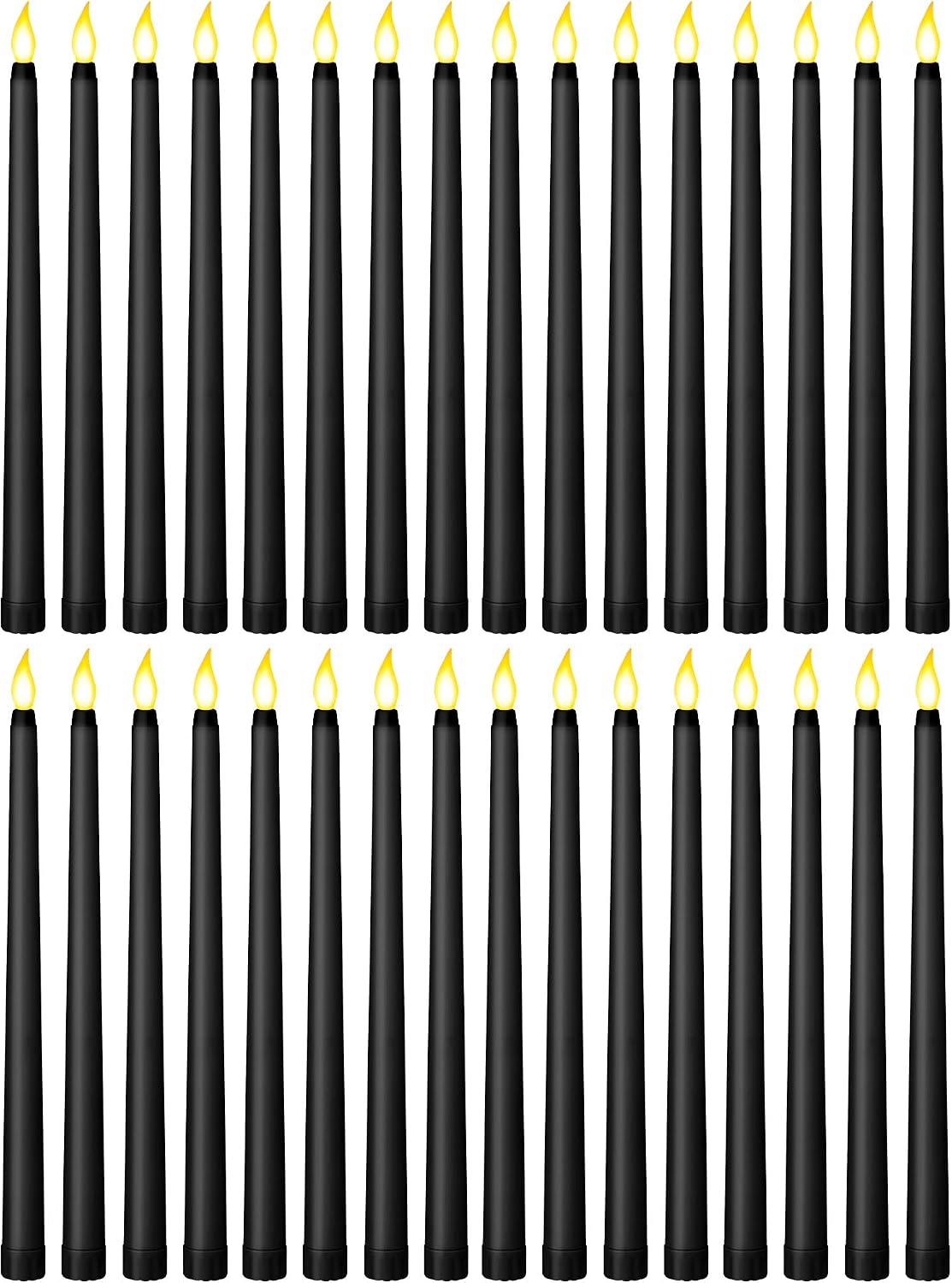 Retisee 30 Pcs 11 Inch Flameless Taper Candles LED Candles Bulk, Black