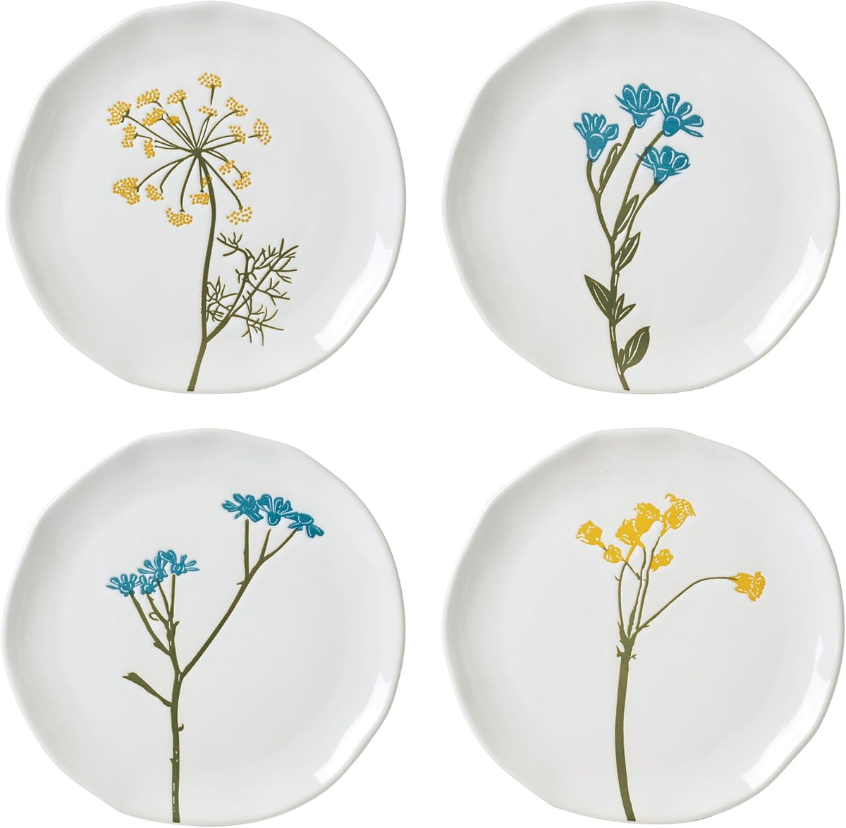 Lenox Wildflowers Tidbit Plate Set for 4, Small 6" Appetizer Plates 4-Piece