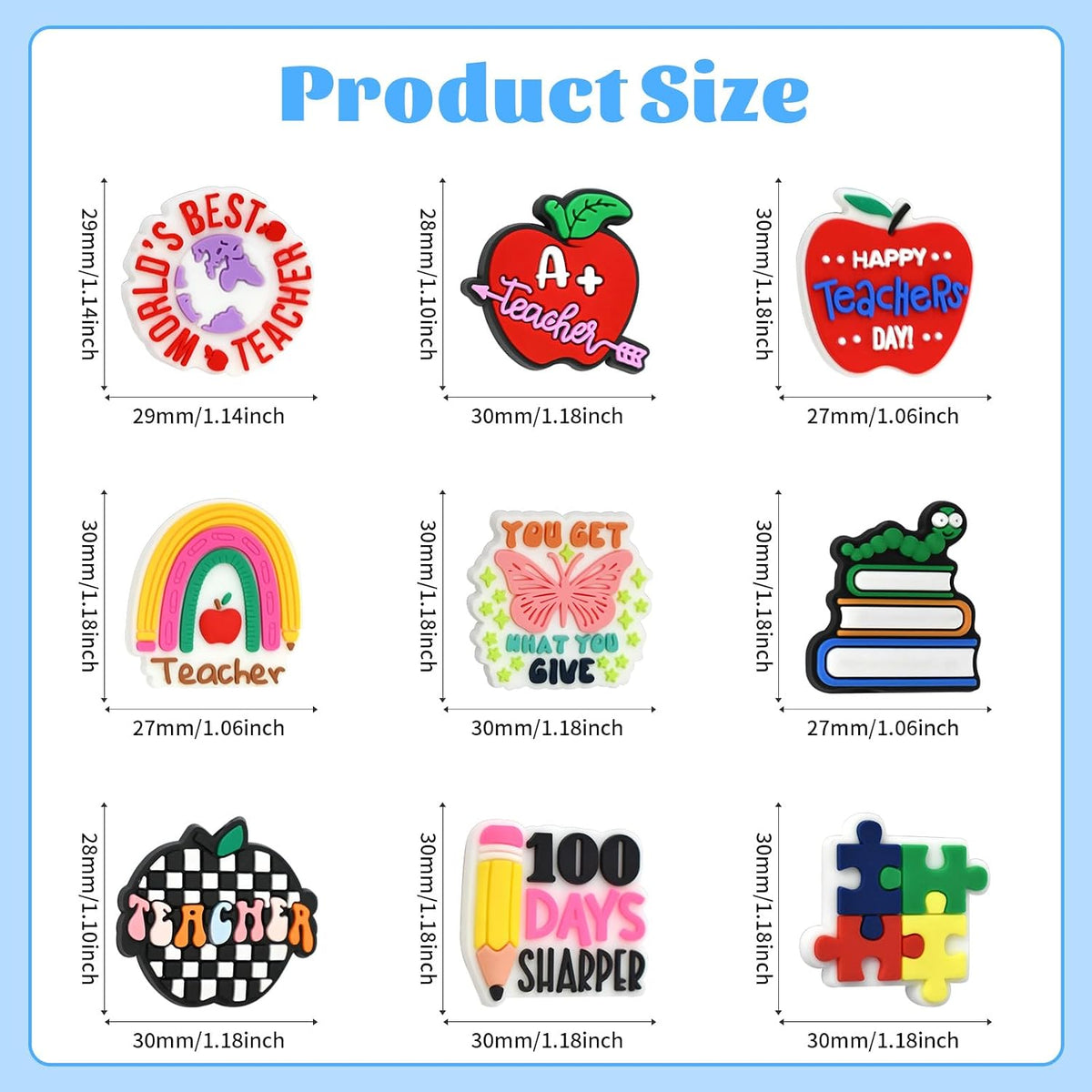 100 Pcs Focal Beads for Pens Teachers Silicone Focal Bead Cute Loose Beads Ac...