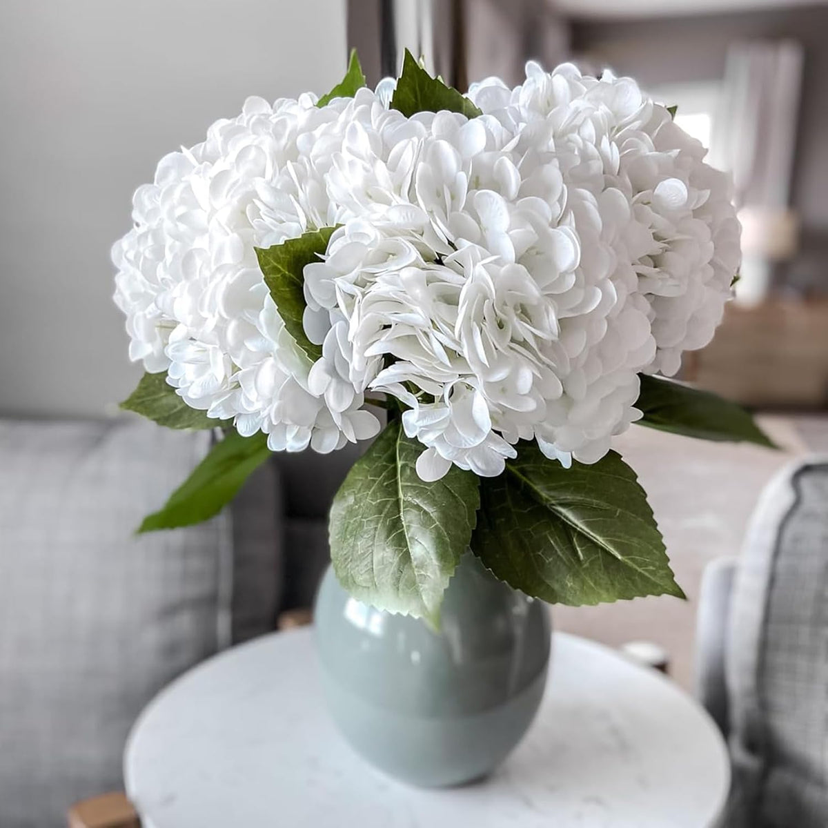 DUYONE 22in Soft Real Touch Hydrangea Artificial Flowers, Large Long Stem Lat...