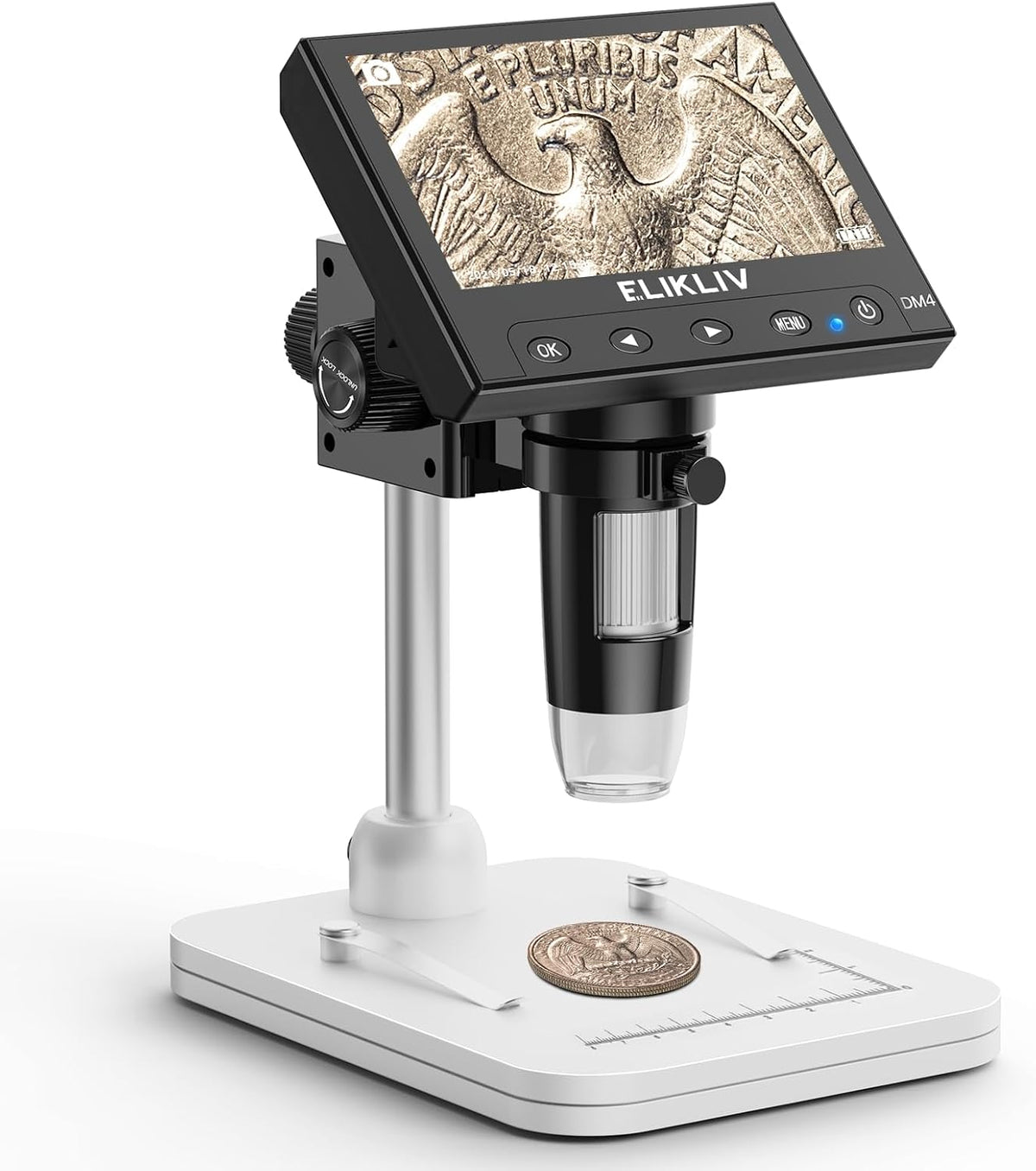 Elikliv Microscope, Digital Coin Microscope 1000x with Lights, EDM4, 4.3'...