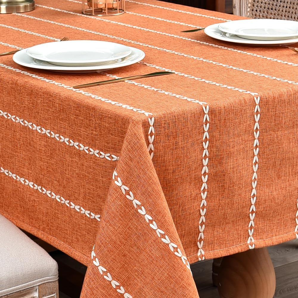 Zobesta Orange Tablecloths Rectangular 86x53 Inch Fall Table Cloth Linen