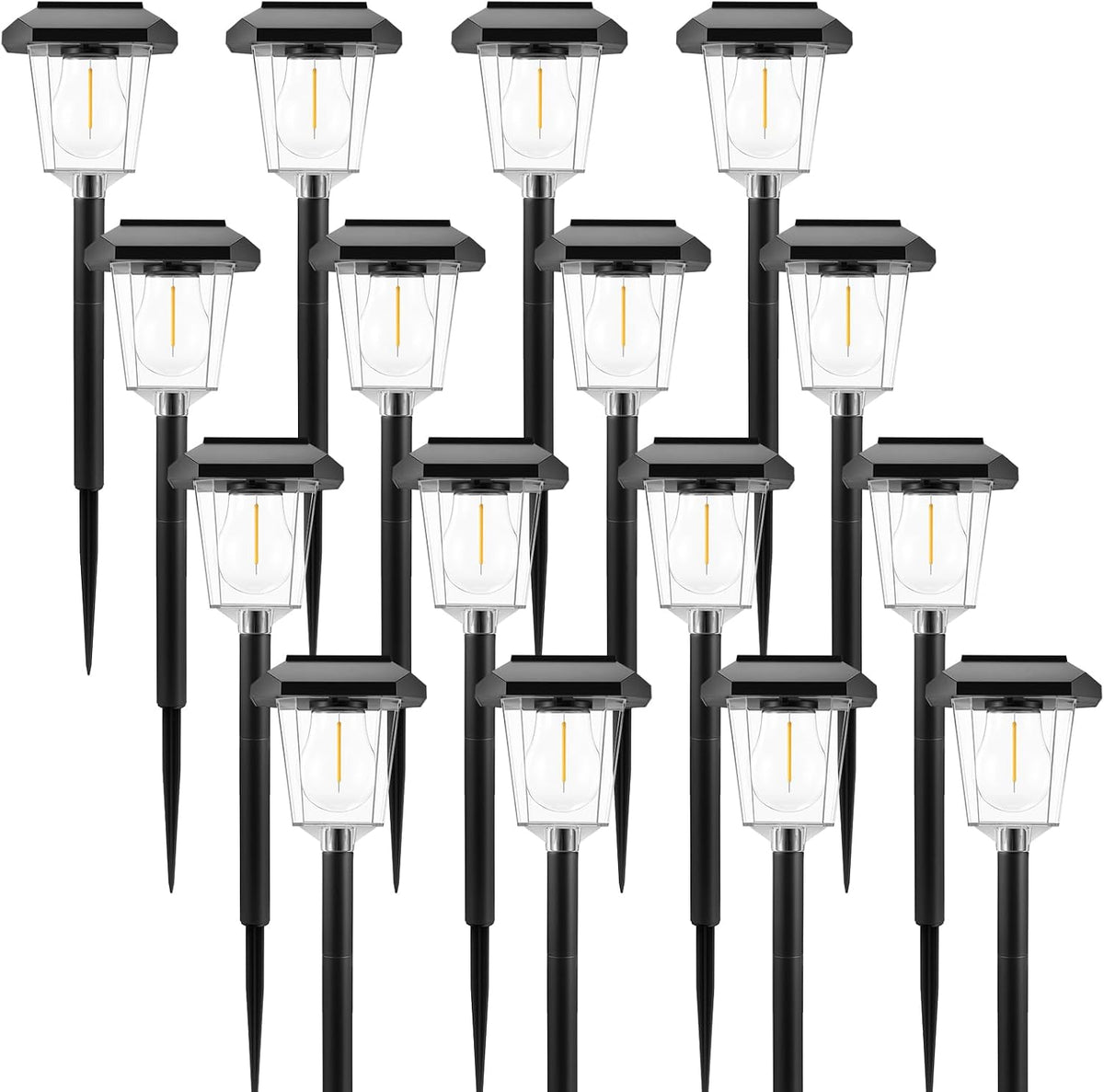 16Pack Solar Pathway Lights Outdoor, Warm White LED Waterproof Solar Lights