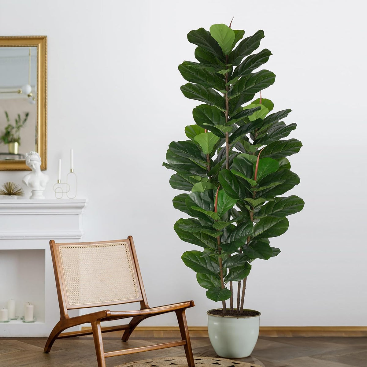 Yepdin Faux Fiddle Leaf Fig Tree 6 FT - Artificial Ficus Tree with Tall Artif...