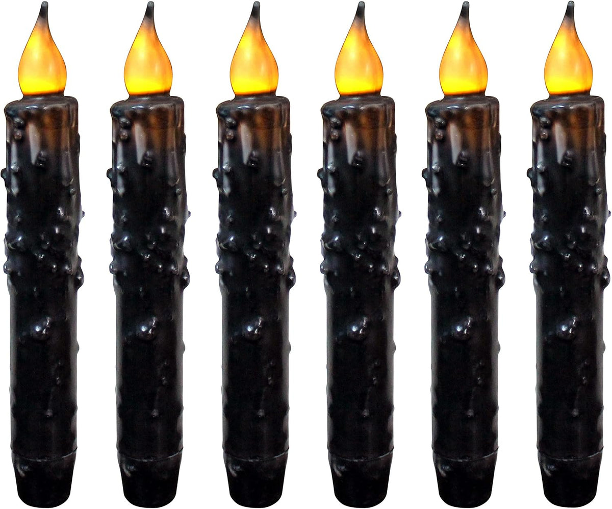 CVHOMEDECO. Real Wax Hand Dipped Battery Operated LED Timer Taper Candles Rus...