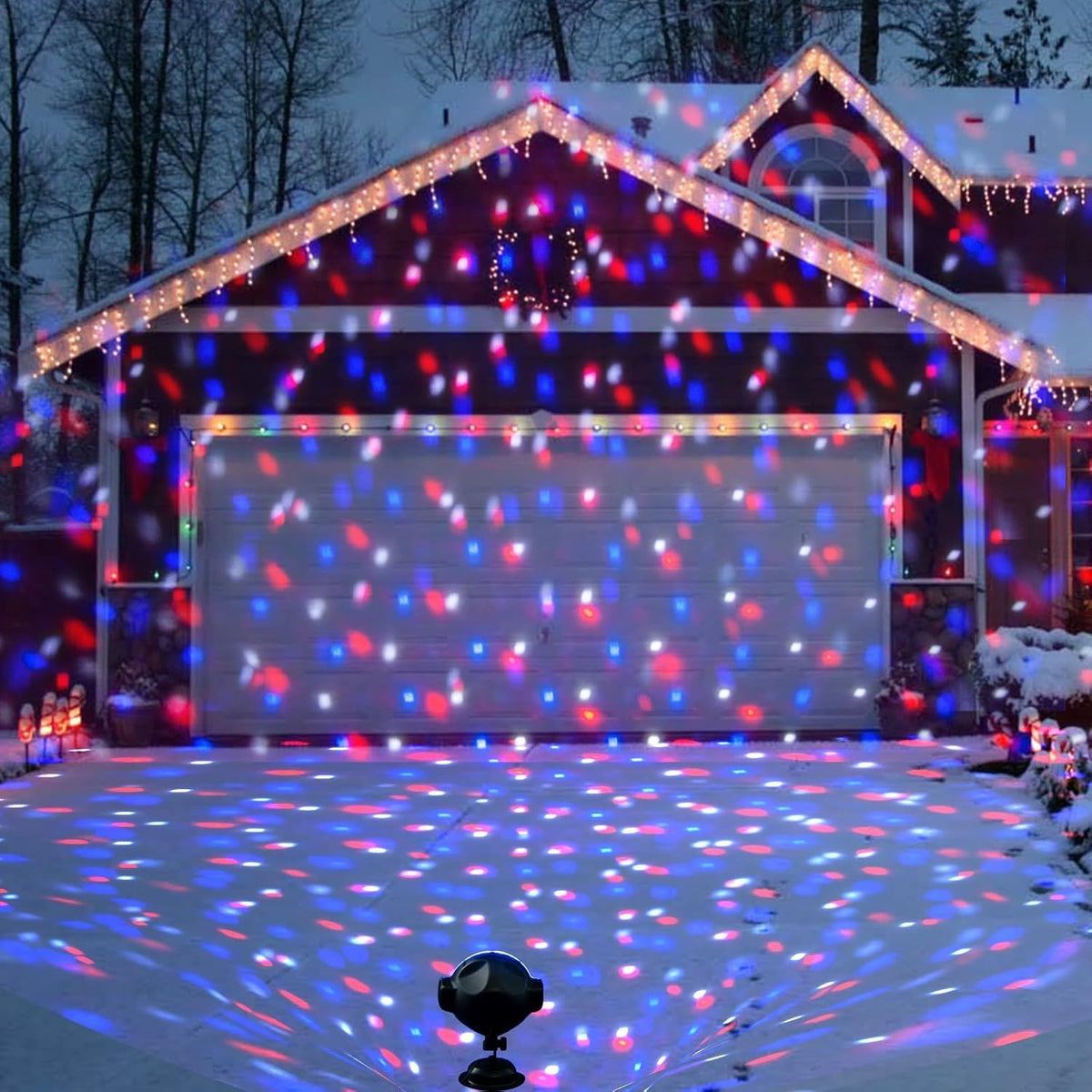 PEIDUO Christmas Projector Lights Outdoor, Multicolor Rotating Snowfall Proje...