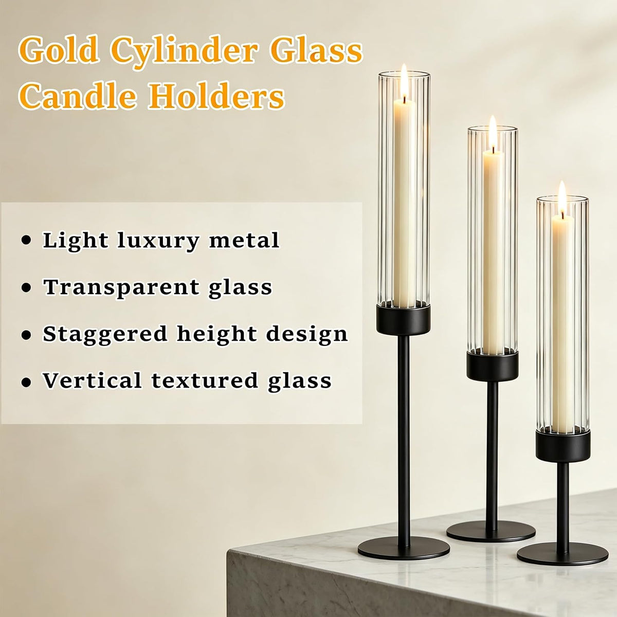 Hurricane Glass Candle Holder, Vintage Taper Candlestick Holders