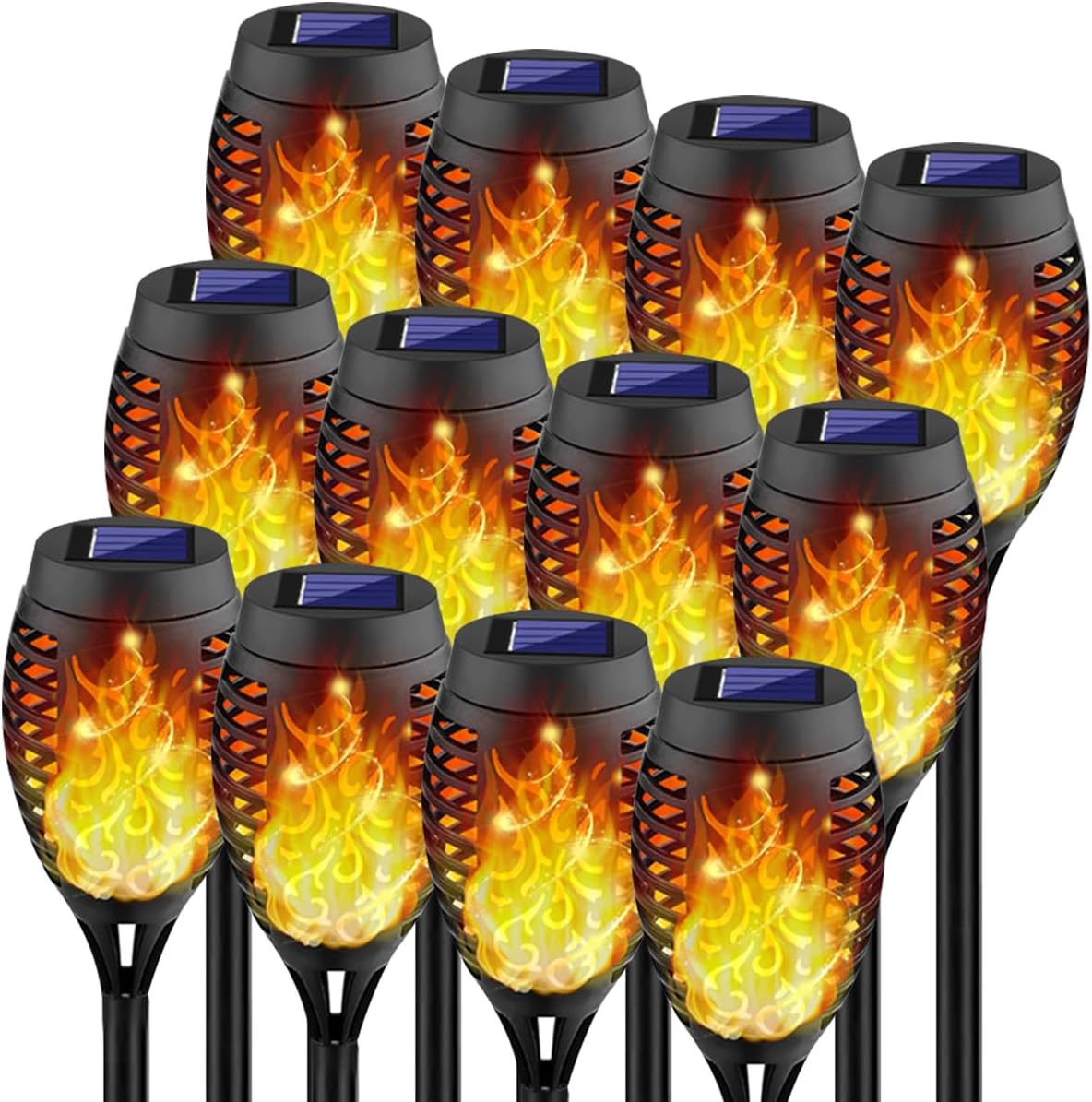 Kurifier Solar Lights Outdoor 12Pcs Solar Torch Light with Flickering Flame
