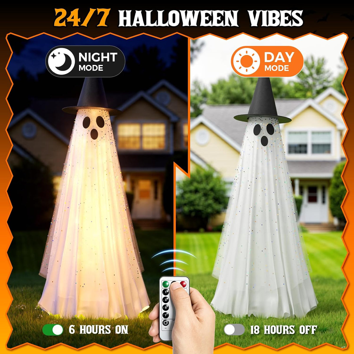 2 Packs 5.5 FT Light Up Ghosts Halloween Decorations Outdoor, Halloween Party...